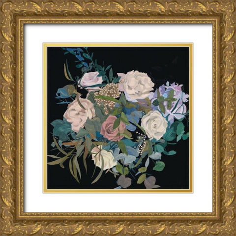 Violet Bouquet I Gold Ornate Wood Framed Art Print with Double Matting by Wang, Melissa