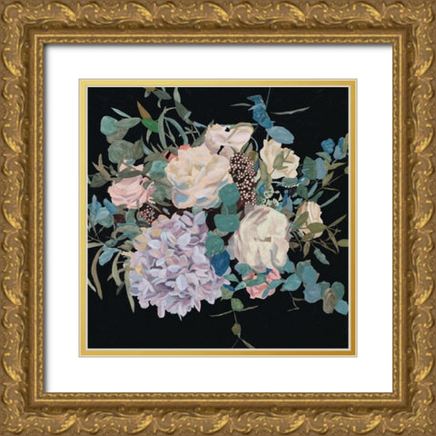 Violet Bouquet II Gold Ornate Wood Framed Art Print with Double Matting by Wang, Melissa