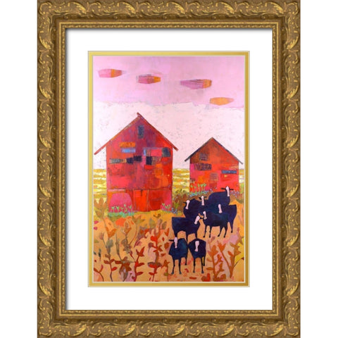 Orland Barns Gold Ornate Wood Framed Art Print with Double Matting by Jachimiec, Sue