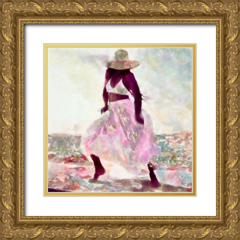Her Colorful Dance II Gold Ornate Wood Framed Art Print with Double Matting by Saunders, Alonzo