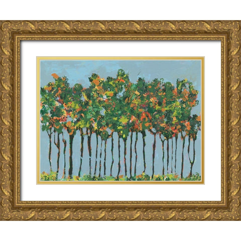 Sunset Trees III Gold Ornate Wood Framed Art Print with Double Matting by Moore, Regina