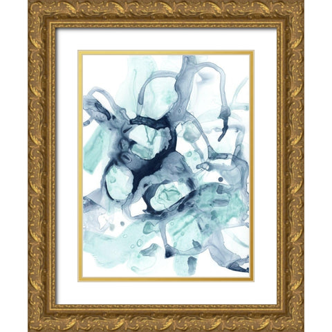 Blue Cavern I Gold Ornate Wood Framed Art Print with Double Matting by Vess, June Erica