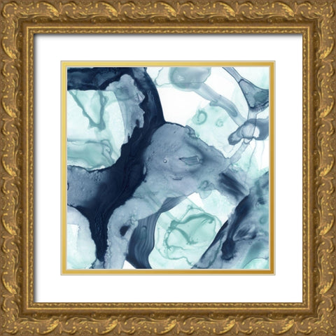 Blue Cavern V Gold Ornate Wood Framed Art Print with Double Matting by Vess, June Erica