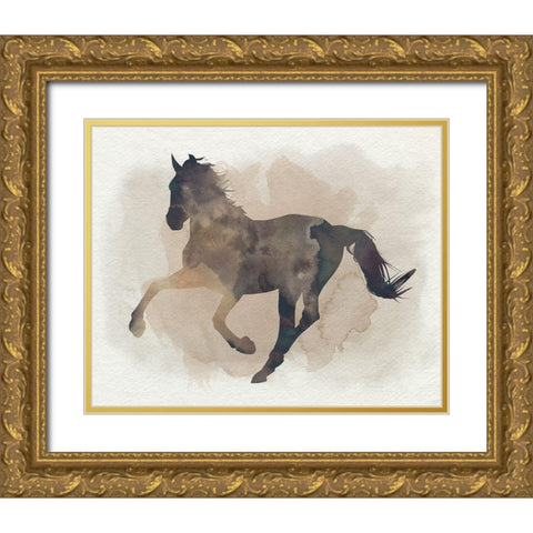 Galloping II Gold Ornate Wood Framed Art Print with Double Matting by Popp, Grace