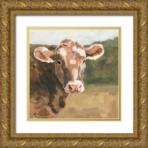 On the Pasture I Gold Ornate Wood Framed Art Print with Double Matting by Barnes, Victoria