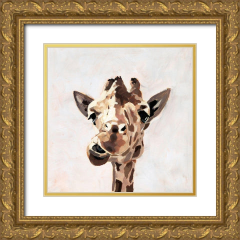 Giraffes Gaze II Gold Ornate Wood Framed Art Print with Double Matting by Barnes, Victoria