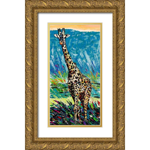 Regal Giraffe I Gold Ornate Wood Framed Art Print with Double Matting by Vitaletti, Carolee