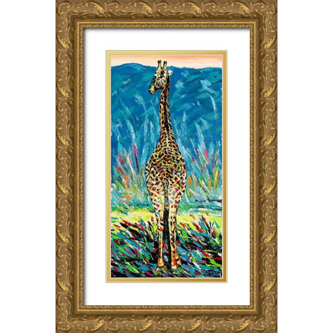 Regal Giraffe II Gold Ornate Wood Framed Art Print with Double Matting by Vitaletti, Carolee