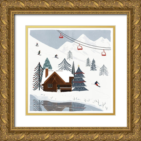 Ski Slope II Gold Ornate Wood Framed Art Print with Double Matting by Barnes, Victoria