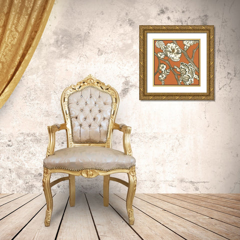 Butterscotch Chintz I Gold Ornate Wood Framed Art Print with Double Matting by Zarris, Chariklia