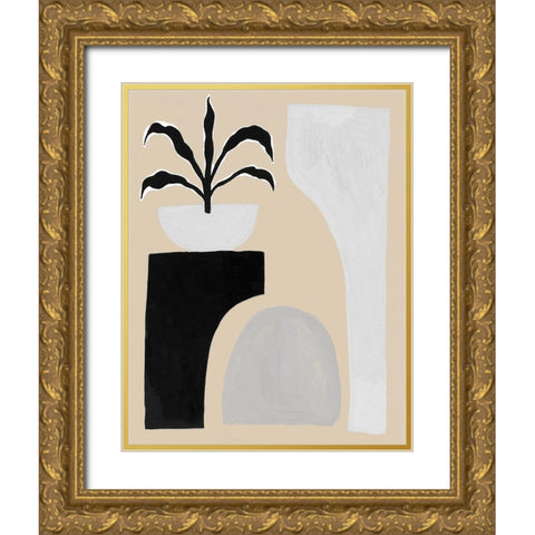 Custom Pale Abstraction I Gold Ornate Wood Framed Art Print with Double Matting by Wang, Melissa