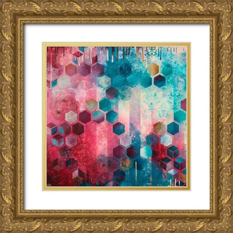 Shimmery I Gold Ornate Wood Framed Art Print with Double Matting by Robinson, Heather