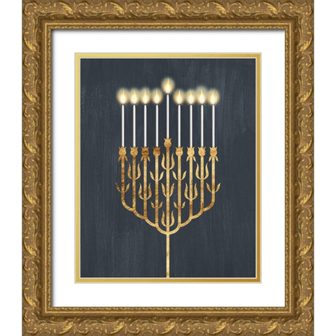 Golden Hanukkah II Gold Ornate Wood Framed Art Print with Double Matting by Popp, Grace
