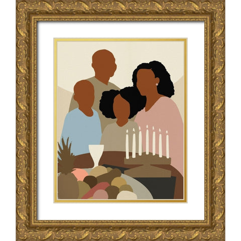 Joyous Kwanzaa I Gold Ornate Wood Framed Art Print with Double Matting by Green, Jacob