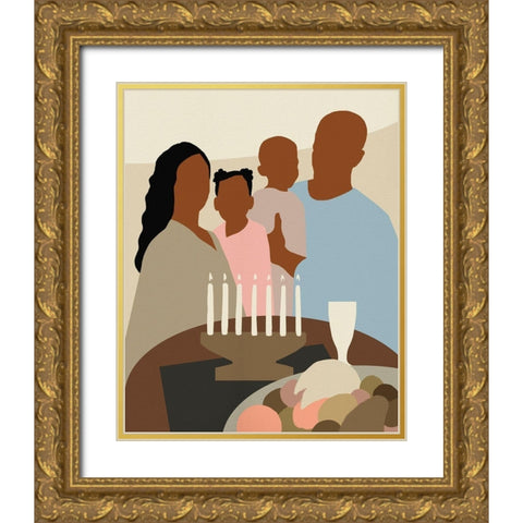 Joyous Kwanzaa II Gold Ornate Wood Framed Art Print with Double Matting by Green, Jacob