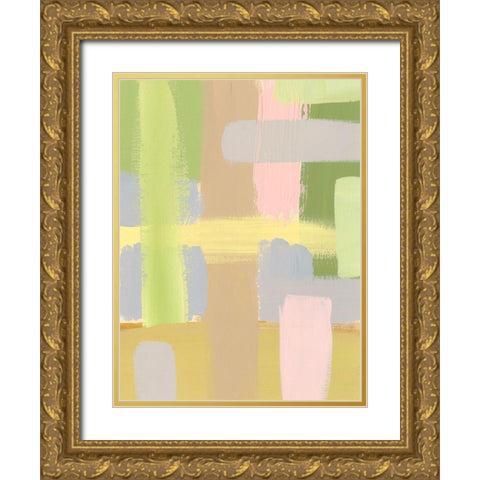 Subdued Blocks IV Gold Ornate Wood Framed Art Print with Double Matting by Moore, Regina