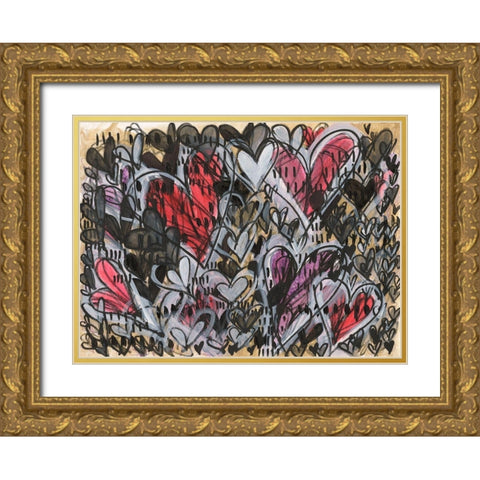 Watermelon Heart Gold Ornate Wood Framed Art Print with Double Matting by Arbel, Lori