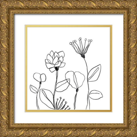 Spindle Blossoms I Gold Ornate Wood Framed Art Print with Double Matting by Vess, June Erica