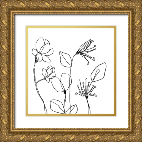 Spindle Blossoms II Gold Ornate Wood Framed Art Print with Double Matting by Vess, June Erica