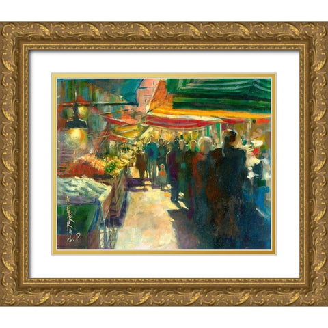 Market Scene I Gold Ornate Wood Framed Art Print with Double Matting by Doyle, Anne Farrall