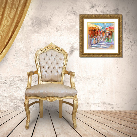 Market Scene II Gold Ornate Wood Framed Art Print with Double Matting by Doyle, Anne Farrall