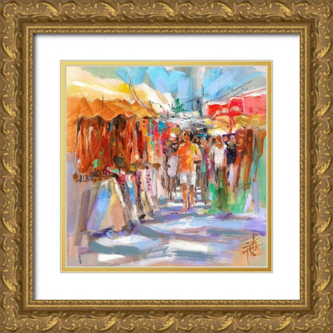Market Scene II Gold Ornate Wood Framed Art Print with Double Matting by Doyle, Anne Farrall