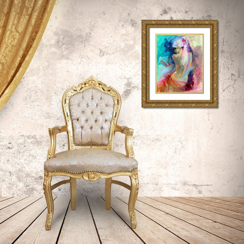 Mood Alizarine I Gold Ornate Wood Framed Art Print with Double Matting by Doyle, Anne Farrall