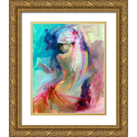 Mood Alizarine I Gold Ornate Wood Framed Art Print with Double Matting by Doyle, Anne Farrall