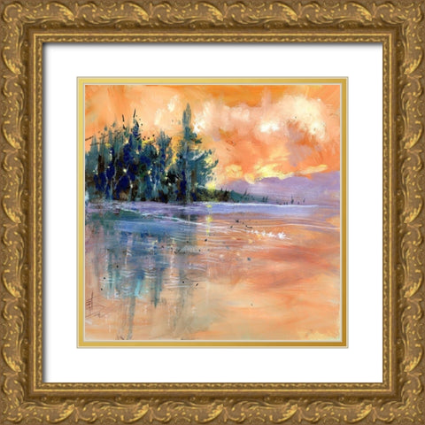 Nevern Lights III Gold Ornate Wood Framed Art Print with Double Matting by Doyle, Anne Farrall