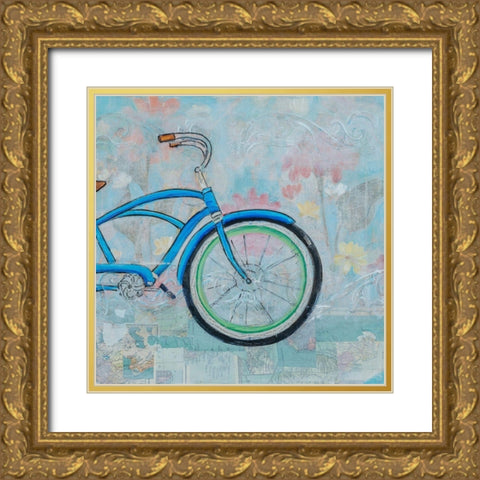 Bicycle Collage II Gold Ornate Wood Framed Art Print with Double Matting by Iafrate, Sandra