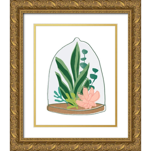 Terrarium Cameo VII Gold Ornate Wood Framed Art Print with Double Matting by Vess, June Erica