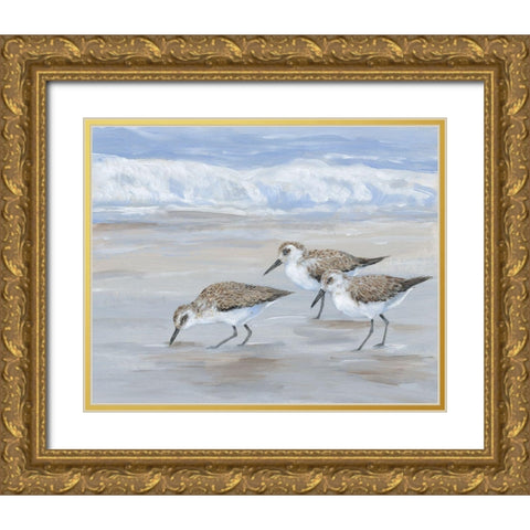 Sandpipers II Gold Ornate Wood Framed Art Print with Double Matting by OToole, Tim