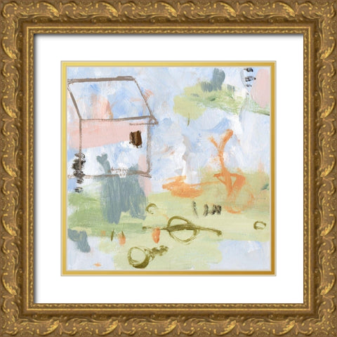 Hopscotch Doodles II Gold Ornate Wood Framed Art Print with Double Matting by Wang, Melissa