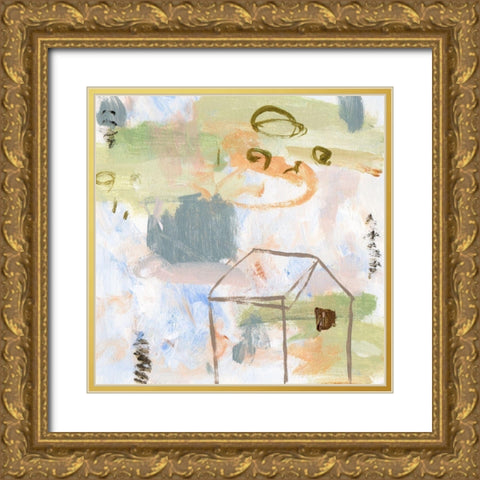 Hopscotch Doodles IV Gold Ornate Wood Framed Art Print with Double Matting by Wang, Melissa