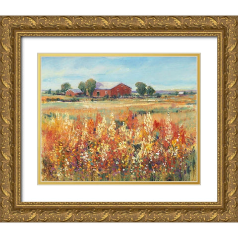 Country View II Gold Ornate Wood Framed Art Print with Double Matting by OToole, Tim