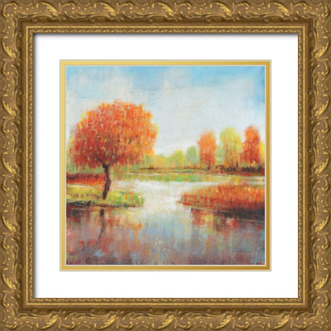 Lake Reflections I Gold Ornate Wood Framed Art Print with Double Matting by OToole, Tim