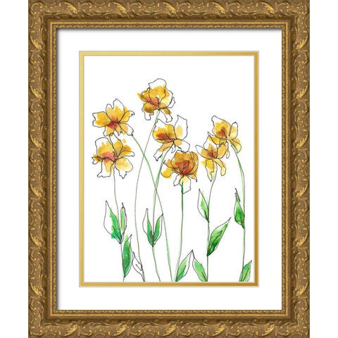 Amber Tulips I Gold Ornate Wood Framed Art Print with Double Matting by Moore, Regina