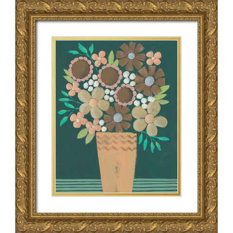 Flower Garden Bouquet I Gold Ornate Wood Framed Art Print with Double Matting by Moore, Regina