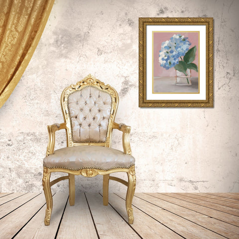 Single Hydrangea I Gold Ornate Wood Framed Art Print with Double Matting by Moore, Regina