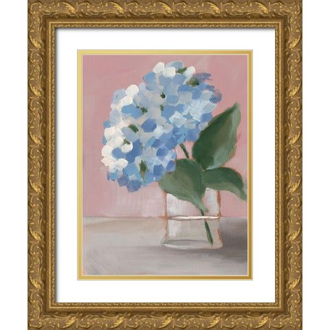Single Hydrangea I Gold Ornate Wood Framed Art Print with Double Matting by Moore, Regina