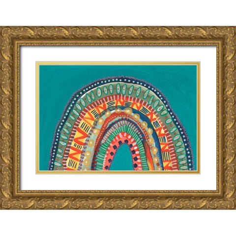 Boho Rainbow IV Gold Ornate Wood Framed Art Print with Double Matting by Moore, Regina