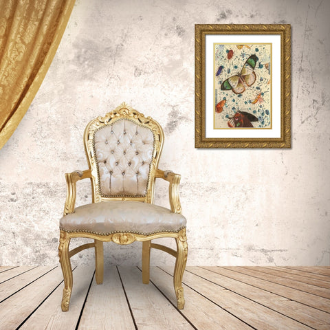 Confetti with Butterflies IV Gold Ornate Wood Framed Art Print with Double Matting by Arbel, Lori