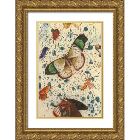 Confetti with Butterflies IV Gold Ornate Wood Framed Art Print with Double Matting by Arbel, Lori