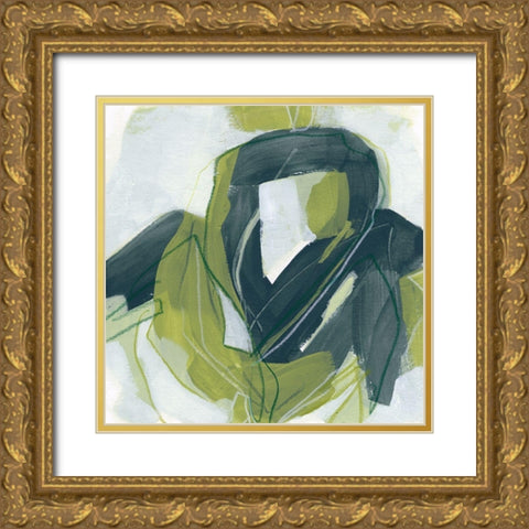 Verdigris Motion III Gold Ornate Wood Framed Art Print with Double Matting by Vess, June Erica