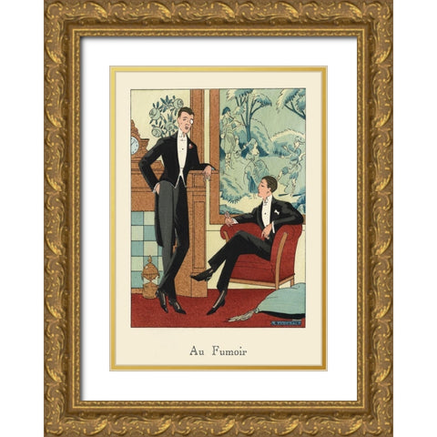 Mens Fashion IV Gold Ornate Wood Framed Art Print with Double Matting by DeNardo, Laura