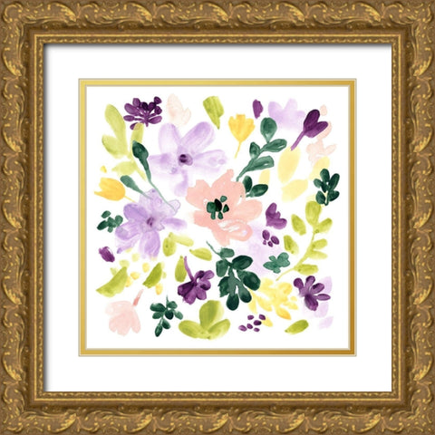 Lavender Meadow II Gold Ornate Wood Framed Art Print with Double Matting by Vess, June Erica