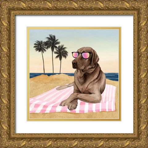 Sun Lovin Pups I Gold Ornate Wood Framed Art Print with Double Matting by Popp, Grace