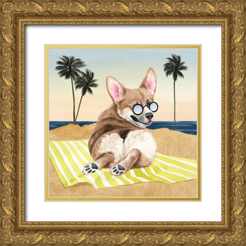 Sun Lovin Pups II Gold Ornate Wood Framed Art Print with Double Matting by Popp, Grace