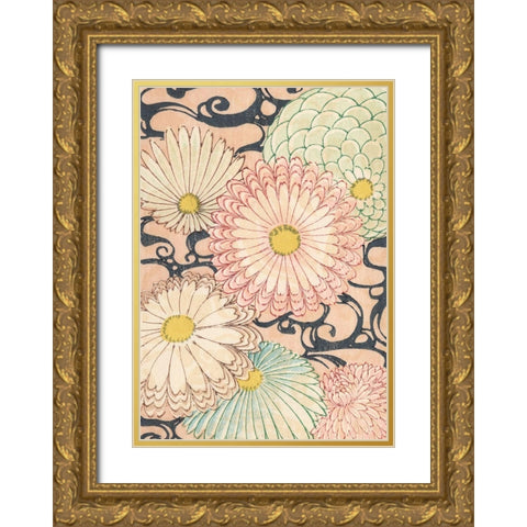 Japanese Graphic Design V Gold Ornate Wood Framed Art Print with Double Matting by Furuya, Korin