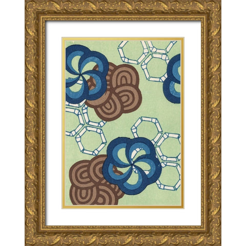 Japanese Graphic Design VI Gold Ornate Wood Framed Art Print with Double Matting by Furuya, Korin